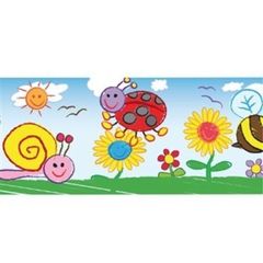 Large Borders - Card - Bugs and Flowers - Kid Drawn - Pack 12
