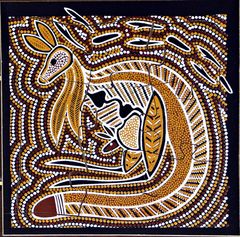Kangaroo Dreaming - 9pc Aboriginal Art Wooden Puzzle 200 x 200mm 2770000043823