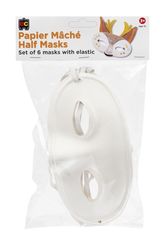 Paper Mache Half Masks Set of 6 With Elastic 9314289033712