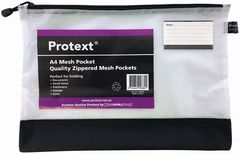 Mesh Pouch A41 Zip Protext Asst Col Zip 380x270mm with Identifier Panel & Reinforced Black Nylon Strip