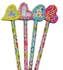 Pencils With Toppers - Hearts - Pk 6 PT2006