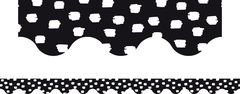 Black & White Brushed Dots - Scalloped Border (Pack of 12)