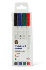 Whiteboard Marker Pk 4 Fine Tip Asst Cols Dry Erase 9314289032074
