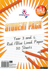 Lined Paper - A4 Half Page - Year 3/4 Student Pack Of 50 YI77641