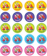 Stickers - Clown-Great Job - Pk 100  RIC9250