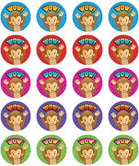 Stickers - Monkey-Wow! - Pk 100  RIC9263