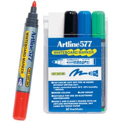 Whiteboard Marker Pack of 4 Bullet 2mm Artline 577 (Pack of 4, Assorted Colours, Bullet) 4974052806063
