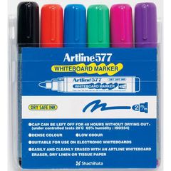 Whiteboard Marker Pack of 6 Bullet 2mm Artline 577  (Pack of 6, Assorted Colours, Bullet) 4974052812712